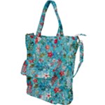 Snowy Winter Foliage, Adoxali, Christmas, Berry, Blue Shoulder Tote Bag