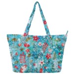 Snowy Winter Foliage, Adoxali, Christmas, Berry, Blue Full Print Shoulder Bag