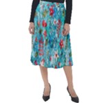 Snowy Winter Foliage, Adoxali, Christmas, Berry, Blue Classic Velour Midi Skirt 