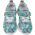 Snowy Winter Foliage, Adoxali, Christmas, Berry, Blue Kids  Velcro Strap Shoes