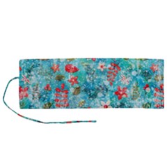 Snowy Winter Foliage, Adoxali, Christmas, Berry, Blue Roll Up Canvas Pencil Holder (M) from ArtsNow.com