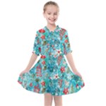 Snowy Winter Foliage, Adoxali, Christmas, Berry, Blue Kids  All Frills Chiffon Dress