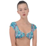 Snowy Winter Foliage, Adoxali, Christmas, Berry, Blue Cap Sleeve Ring Bikini Top