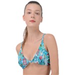 Snowy Winter Foliage, Adoxali, Christmas, Berry, Blue Knot Up Bikini Top