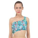 Snowy Winter Foliage, Adoxali, Christmas, Berry, Blue Spliced Up Bikini Top 