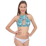 Snowy Winter Foliage, Adoxali, Christmas, Berry, Blue Cross Front Halter Bikini Top