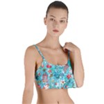 Snowy Winter Foliage, Adoxali, Christmas, Berry, Blue Layered Top Bikini Top 