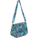 Snowy Winter Foliage, Adoxali, Christmas, Berry, Blue Saddle Handbag