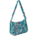 Snowy Winter Foliage, Adoxali, Christmas, Berry, Blue Zip Up Shoulder Bag