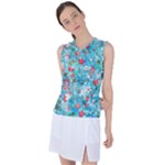 Snowy Winter Foliage, Adoxali, Christmas, Berry, Blue Women s Sleeveless Sports Top