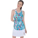 Snowy Winter Foliage, Adoxali, Christmas, Berry, Blue Racer Back Mesh Tank Top