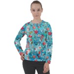 Snowy Winter Foliage, Adoxali, Christmas, Berry, Blue Women s Long Sleeve Raglan T-Shirt