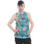 Snowy Winter Foliage, Adoxali, Christmas, Berry, Blue Men s Sleeveless Hoodie