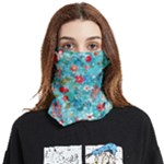 Snowy Winter Foliage, Adoxali, Christmas, Berry, Blue Face Covering Bandana (Two Sides)