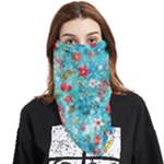 Snowy Winter Foliage, Adoxali, Christmas, Berry, Blue Face Covering Bandana (Triangle)