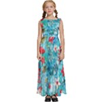 Snowy Winter Foliage, Adoxali, Christmas, Berry, Blue Kids  Satin Sleeveless Maxi Dress