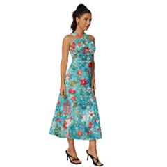 Sleeveless Cross Front Cocktail Midi Chiffon Dress 