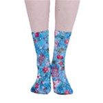 Snowy Winter Foliage, Adoxali, Christmas, Berry, Blue Smooth Crew Length Tube Socks