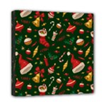 Texture, Pattern, Red, Craciun, Christmas, Hat, Santa, Green Mini Canvas 8  x 8  (Stretched)