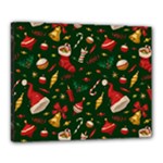 Texture, Pattern, Red, Craciun, Christmas, Hat, Santa, Green Canvas 20  x 16  (Stretched)