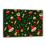 Texture, Pattern, Red, Craciun, Christmas, Hat, Santa, Green Canvas 18  x 12  (Stretched)