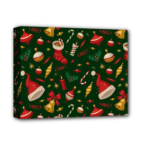 Texture, Pattern, Red, Craciun, Christmas, Hat, Santa, Green Deluxe Canvas 14  x 11  (Stretched) from ArtsNow.com