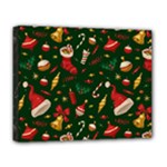 Texture, Pattern, Red, Craciun, Christmas, Hat, Santa, Green Deluxe Canvas 20  x 16  (Stretched)