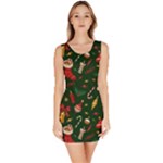 Texture, Pattern, Red, Craciun, Christmas, Hat, Santa, Green Bodycon Dress