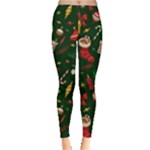 Texture, Pattern, Red, Craciun, Christmas, Hat, Santa, Green Everyday Leggings 