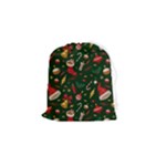 Texture, Pattern, Red, Craciun, Christmas, Hat, Santa, Green Drawstring Pouch (Small)