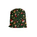 Texture, Pattern, Red, Craciun, Christmas, Hat, Santa, Green Drawstring Pouch (Medium)