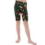 Texture, Pattern, Red, Craciun, Christmas, Hat, Santa, Green Kids  Mid Length Swim Shorts