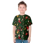 Texture, Pattern, Red, Craciun, Christmas, Hat, Santa, Green Kids  Cotton T-Shirt