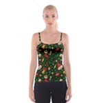 Texture, Pattern, Red, Craciun, Christmas, Hat, Santa, Green Spaghetti Strap Top