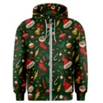 Texture, Pattern, Red, Craciun, Christmas, Hat, Santa, Green Men s Zipper Hoodie