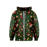 Texture, Pattern, Red, Craciun, Christmas, Hat, Santa, Green Kids  Zipper Hoodie