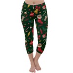 Texture, Pattern, Red, Craciun, Christmas, Hat, Santa, Green Capri Winter Leggings 