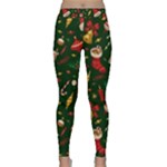 Texture, Pattern, Red, Craciun, Christmas, Hat, Santa, Green Classic Yoga Leggings