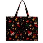 Texture, Pattern, Red, Craciun, Christmas, Hat, Santa, Green Zipper Mini Tote Bag