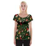 Texture, Pattern, Red, Craciun, Christmas, Hat, Santa, Green Cap Sleeve Top