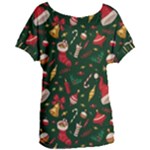 Texture, Pattern, Red, Craciun, Christmas, Hat, Santa, Green Women s Oversized T-Shirt