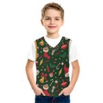 Texture, Pattern, Red, Craciun, Christmas, Hat, Santa, Green Kids  Basketball Tank Top