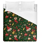 Texture, Pattern, Red, Craciun, Christmas, Hat, Santa, Green Duvet Cover (Queen Size)