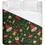 Texture, Pattern, Red, Craciun, Christmas, Hat, Santa, Green Duvet Cover (King Size)