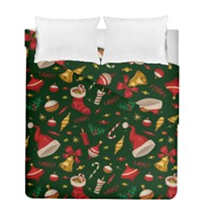 Texture, Pattern, Red, Craciun, Christmas, Hat, Santa, Green Duvet Cover Double Side (Full/ Double Size) from ArtsNow.com