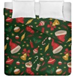 Texture, Pattern, Red, Craciun, Christmas, Hat, Santa, Green Duvet Cover Double Side (King Size)