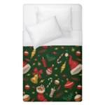 Texture, Pattern, Red, Craciun, Christmas, Hat, Santa, Green Duvet Cover (Single Size)