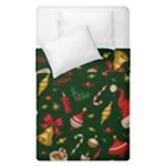 Texture, Pattern, Red, Craciun, Christmas, Hat, Santa, Green Duvet Cover Double Side (Single Size)