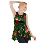 Texture, Pattern, Red, Craciun, Christmas, Hat, Santa, Green Side Drop Tank Tunic