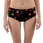 Texture, Pattern, Red, Craciun, Christmas, Hat, Santa, Green Reversible Mid-Waist Bikini Bottoms